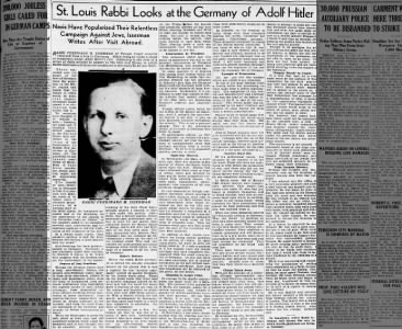 St. Louis Rabbi Looks at the Germany of Adolf Hitler